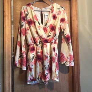 Yellow and Pink Flowered Romper